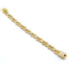 FerizZ Altın Kaplama Figaro Model Zirkon Taş Kaplamalı Bileklik BLK-912