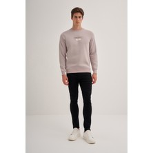 Cazador 24KCEEO05224 Gri Erkek Bisiklet Yaka Önü Yazı Logolu  Sweat Tshirt