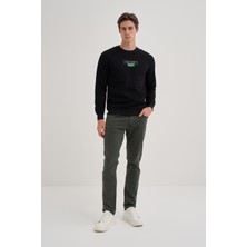 Cazador 24KCEEO05224 Siyah Erkek Bisiklet Yaka Önü Yazı Logolu  Sweat Tshirt