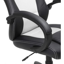 Songmics Yarış Koltuğu, Ofis Koltuğu, Oyun Koltuğu, Yönetici Koltuğu, Döner Sandalye, Poliüretan, Beyaz, OBG56BWV1