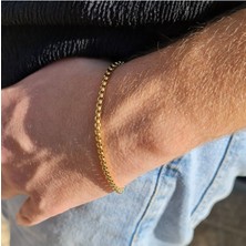 SE Jewellery Gold 3 mm Panzer Model Erkek Bileklik