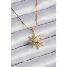 Clariss 316L Çelik Gold Renk Güneş Model Vintage Kadın Kolye