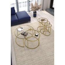 Dekopratik Belarus Orta Sehpa Gold 60CM & Alya Gold Zigon Sehpa Şeffaf Cam