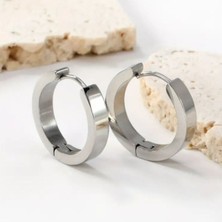 SE Jewellery Gümüş Renk Unisex Klasik Halka Küpe 3 mm