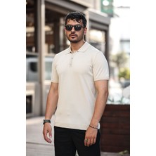 Erkek Viskoz Karışımlı Triko Polo T-Shırt 3 Düğmeli Esnek ve Nefes Alan Kaliteli