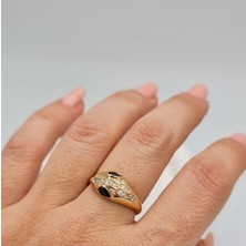 14 Ayar Altın Rose Renginde Ayarlanabilir Taşlı Yılan Yüzük Kadın Takı ve Aksesuar