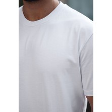 Erkek Basıc Heavy Weıght T-Shırt Kompakt Pamuklu Oversize T-Shirt. Bisiklet Yaka ve Kısa Kollu