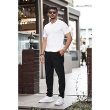 Erkek Viskoz Karışımlı Triko Polo T-Shırt 3 Düğmeli Esnek ve Nefes Alan Kaliteli