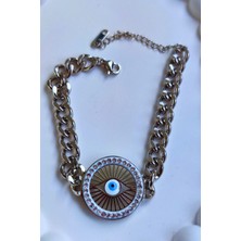 Nisan Kids Nazar Boncuklu Taşlı Kalın Zincirli Bileklik