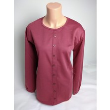 Yaşar Triko Kadın Gülkurusu Bisiklet Yaka Patlı Süs Düğmeli Yırtmaçlı Uzun Kollu Lastikli Iki Iplik Bluz