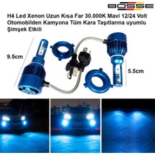 Bosse H4 LED Xenon Deli Mavi 30.000K Şimşek Etkili 12 - 24 Volt Uyumlu Bosse Forza Serisi 2li