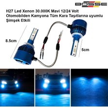 Bosse H27 LED Xenon Deli Mavi 30.000K 880 Şimşek Etkili 12 - 24 Volt Uyumlu Bosse Forza Serisi 2li