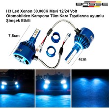 Bosse H3 LED Xenon Deli Mavi 30.000K Şimşek Etkili 12 - 24 Volt Uyumlu Bosse Forza Serisi 2li