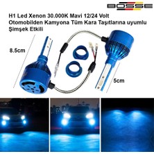 Bosse H1 LED Xenon Deli Mavi 30.000K Şimşek Etkili 12 - 24 Volt Uyumlu Bosse Forza Serisi 2li