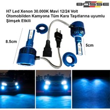 Bosse H7 LED Xenon Deli Mavi 30.000K Şimşek Etkili 12 - 24 Volt Uyumlu Bosse Forza Serisi 2li