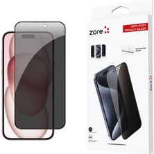Zore  Apple iPhone   15 Plus  Kolay Uygulama Aparatlı 5d Magic Privacy Glass Hayalet Cam Ekran
