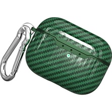 Coolacs Apple Airpods 4 ile Uyumlu Karbon Fiber Tasarımlı Askı Aparatlı Airpods Kulaklık Kılıfı