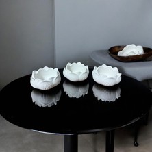 3’lü Lotus Çiçeği & Dekoratif Mumluk & Hediyelik Eşya & Tealight Mumluk & Dekor Süs & Alçı Mumluk