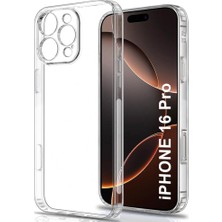 Caseart iPhone 16 Pro Kapak Kamera Korumalı Tıpalı Şeffaf Silikon Kılıf