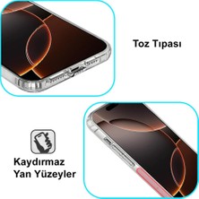 Caseart iPhone 16 Pro Kapak Kamera Korumalı Tıpalı Şeffaf Silikon Kılıf