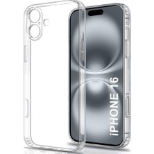 Caseart iPhone 16 Kapak Kamera Korumalı Tıpalı Şeffaf Silikon Kılıf