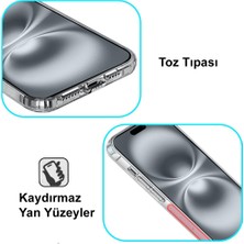 Caseart iPhone 16 Kapak Kamera Korumalı Tıpalı Şeffaf Silikon Kılıf