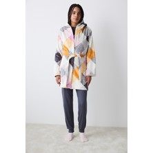 Colorful Gingham Ekru Sabahlık