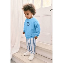 La Luna Kidz Erkek Çocuk 3 Iplik Sweartshirt ve Çizgili Alt Üst Takım