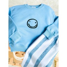 La Luna Kidz Erkek Çocuk 3 Iplik Sweartshirt ve Çizgili Alt Üst Takım