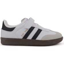 Cool Samba Beyaz Siyah Cırtlı Ortopedik Erkek Çocuk Sneaker Spor Ayakkabı