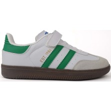 Cool Samba Beyaz Yeşil Cırtlı Ortopedik Erkek Çocuk Sneaker Spor Ayakkabı