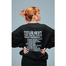 Fuddy Moda Taylor Swift Eras Tour Sırt Baskılı Kapüşonsuz Sweatshirt, Unisex Oversize Taylor Swift Sweatshirt