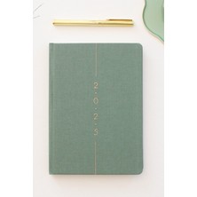 Matt Notebook 2025 Yılı A5 Keten Haftalık Ajanda 15X21 cm - 12 Aylık Yeşil