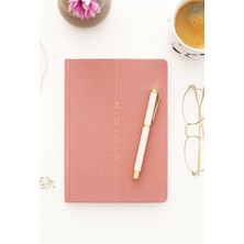 Matt Notebook 2025 Yılı A5 Keten Haftalık Ajanda 15X21 cm - 12 Aylık Pembe