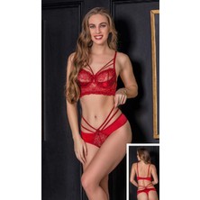 Balenli Bordo Bralet Takım