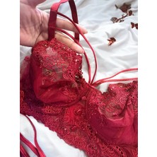 Balenli Bordo Bralet Takım