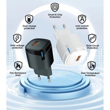 Ultra Kaliteli Oc-3.0 18W Hızlı Şarj Adaptörü(Akıllı Çip/led Işık/1m Type-C Kablo)