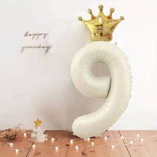 Parti Hediye Sepeti Gold Kral Taçlı Krem Doğum Günü Seti