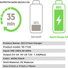 Ultra Kaliteli Oc-3.0 18W Hızlı Şarj Adaptörü(Akıllı Çip/led Işık/1m Type-C Kablo)