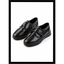 Bambi Siyah Siyah Kroko Hakiki Deri Kadın Casual Ayakkabı K01331750403