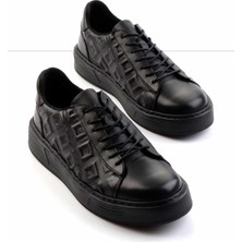 Bambi Siyah Antik Hakiki Deri Erkek Casual Ayakkabı E01556105841