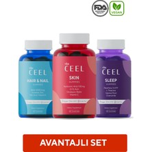 Vita Ceel 3'lü Cilt Vitamini, Uyku Vitamini ve Saç&Tırnak Gummy Vegan Çiğnenebilir Vitamini