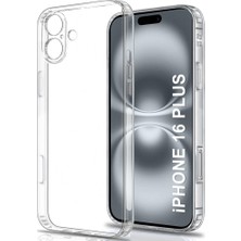 KZY iPhone 16 Plus Kapak ile Uyumlu Kamera Korumalı Tıpalı Şeffaf Silikon Kılıf