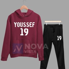 Biy Store Yusuf En-Nesyri Sırt Yazı Forma Baskılı Unisex Kapüşonlu Beyaz Kışlık Sweatshirt Eşofman Takımı