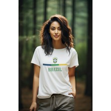 Biy Store Brezilya Milli Takım Forma Futbol Tisort Kadın Erkek Unisex T-Shirt Beyaz Tişört