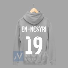 Biy Store Yusuf En-Nesyri Sırt Yazı Forma Baskılı Unisex Kapüşonlu Siyah Kışlık Sweatshirt