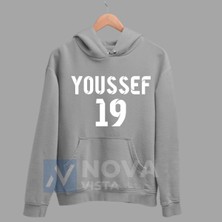 Biy Store Yusuf En-Nesyri Sırt Yazı Forma Baskılı Unisex Kapüşonlu Siyah Kışlık Sweatshirt