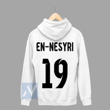 Biy Store Yusuf En-Nesyri Sırt Yazı Forma Baskılı Unisex Kapüşonlu Siyah Kışlık Sweatshirt