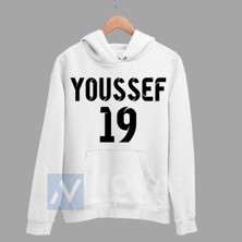 Biy Store Yusuf En-Nesyri Sırt Yazı Forma Baskılı Unisex Kapüşonlu Siyah Kışlık Sweatshirt
