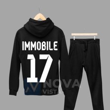 Biy Store Ciro Immobile Sırt Yazı Forma Baskılı Unisex Kapüşonlu Mor Kışlık Sweatshirt Eşofman Takımı